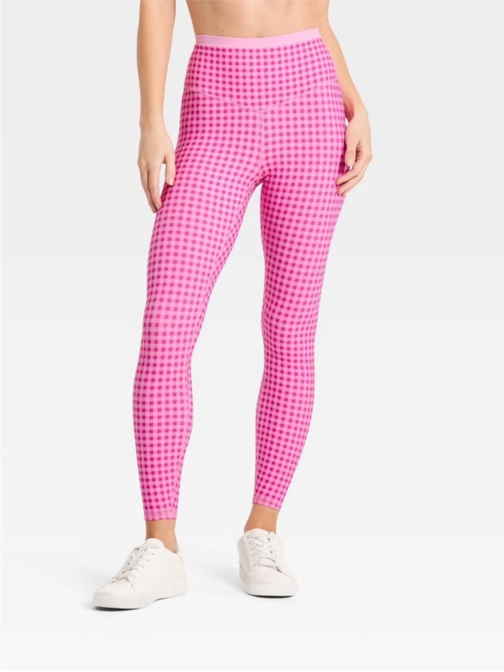 JoyLab Pink Gingham High-Waist Active Leggings